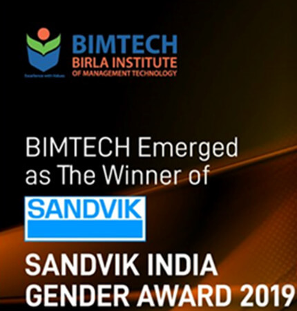 BIMTECH won Sandvik India Gender Award 2019